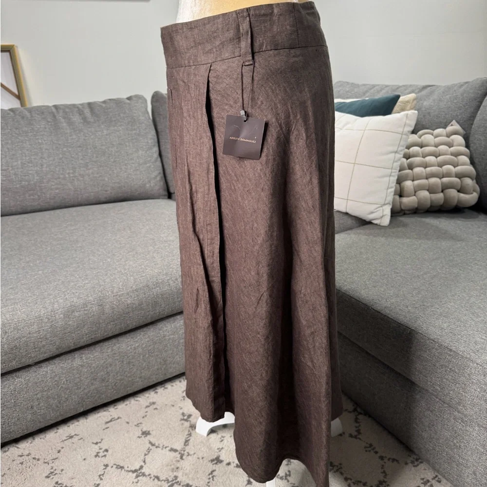 Adolfo Dominguez Brown Maxi A-Line Linen Skirt - Picture 3 of 13